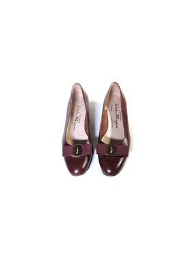 Salvatore Ferragamo Shoes Vara Bow Low Pumps Bordeaux Womens Size 7